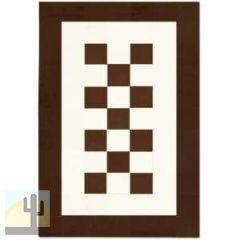 32383 - Custom Patchwork Cowhide Rug Brown and White Checks 32383