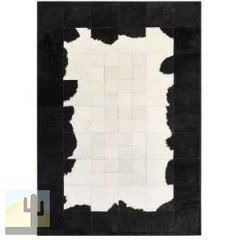 32405 - Custom Patchwork Cowhide Rug White with Black Border 32405