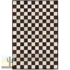 32440 - Custom Patchwork Cowhide Rug Checkerboard Dark Brown 32440