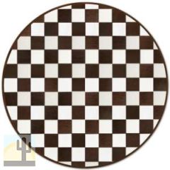 32501 - Custom Patchwork Round Cowhide Rug Checkers Brown 32501