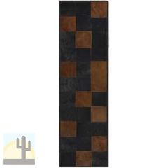 32535R - Custom Patchwork Cowhide Runner Pixels Brown Black 32535R