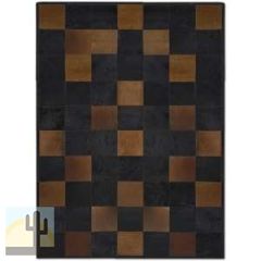 32535 - Custom Patchwork Cowhide Rug Pixels Dark Brown Black 32535