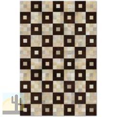 32583 - Custom Patchwork Cowhide Area Rug Square Dots Brown 32583