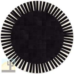 32594 - Custom Patchwork Round Cowhide Rug Sun Solid Black 32594
