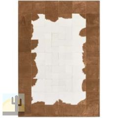 32602 - Custom Patchwork Cowhide Rug Brown with White Middle 32602