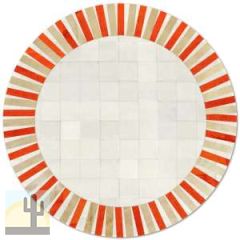 32615 - Custom Patchwork Round Cowhide Rug Sun White Dyed 32615
