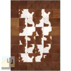 32652 - Custom Patchwork Cowhide Area Rug Brown and White 32652