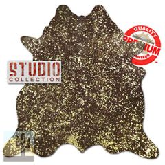 328006 - Color Splatter Metallic Gold on Chocolate Premium Cowhide