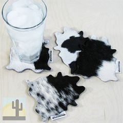 328237 - Set of 4 Holstein Black and White Cowhide Shaped Coasters