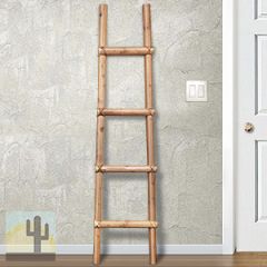 460250 - 66in Southwest Wooden Kiva Blanket Ladder in Turquoise