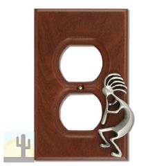531401 - Lazart Kokopelli Pewter on Wood Outlet Cover