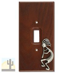 531402 - Lazart Kokopelli Pewter on Wood Single Std Switch Plate