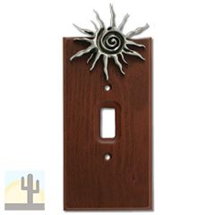 531432 - Lazart Spiral Sun Pewter on Wood Single Std Switch Plate