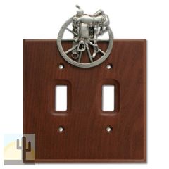 531454 - Lazart Saddle Pewter on Wood Double Standard Switch Plate