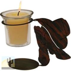 531556 - 4in Artlites Candle Holder - Boots and Hat Natural Fusion