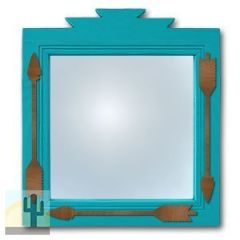 600002 - 17in Three Arrows Southwest Turquoise Pine Accent Mirror