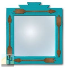 600004 - 17in Four Arrows Southwest Turquoise Pine Accent Mirror