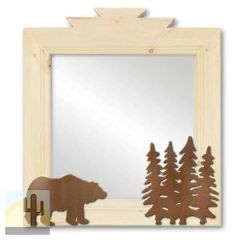 600005 - 17in Bear and Trees Lodge Natural Pine Accent Mirror