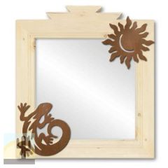 600009 - 17in C-Lizard and Sun Southwest Natural Pine Accent Mirror