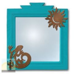600010 - 17in C-Lizard and Sun Southwest Turquoise Pine Accent Mirror