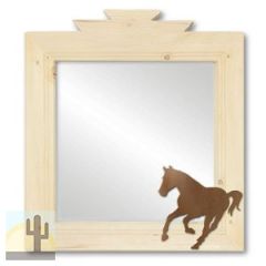600015 - 17in Running Horse Western Natural Pine Accent Mirror