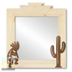 600017 - 17in Kokopelli and Cactus Southwest Natural Pine Accent Mirror