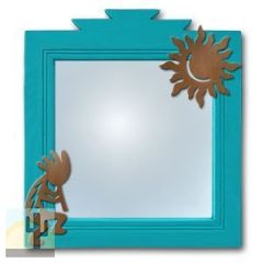 600020 - 17in Kokopelli and Sun Southwest Turquoise Pine Accent Mirror