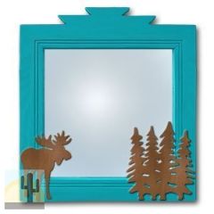 600022 - 17in Moose and Trees Lodge Turquoise Pine Accent Mirror