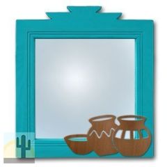 600024 - 17in Three Pots Southwest Turquoise Pine Accent Mirror