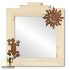 600029 - 17in Lizard and Sun Southwest Natural Pine Accent Mirror