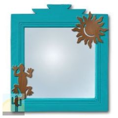 600030 - 17in Lizard and Sun Southwest Turquoise Pine Accent Mirror