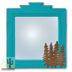 600032 - 17in Pine Trees Lodge Turquoise Pine Accent Mirror