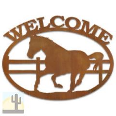600114 - Running Horse in Corral Metal Welcome Sign