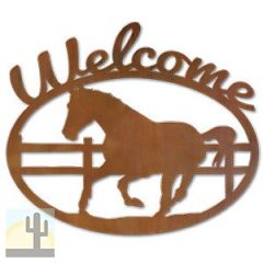 600214 - Running Horse in Corral Metal Welcome Sign