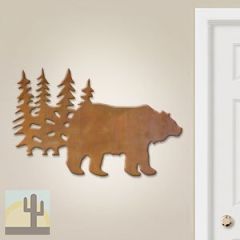 601004 - 36in Horizontal Grizzly Bear Scene Lg Rustic Metal Wall Decor