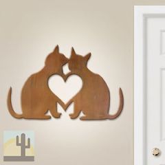601007 - 36in Horizontal Cat Couple Lg Rustic Metal Wall Decor