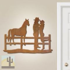 601010 - 36in Horizontal Couple with Horse Lg Rustic Metal Wall Decor