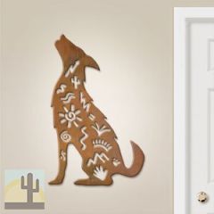 601012 - 36in Vertical Coyote Story Lg Rustic Metal Wall Decor