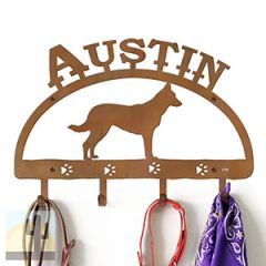 601529 - 18in Belgian Malinois Personalized Dog Name Leash Wall Hooks