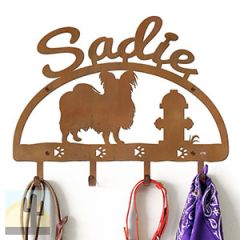 601551 - 18in Papillon Personalized Dog Name Leash Wall Hooks