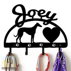 601566 - 18in Whippet Personalized Dog Name Leash Wall Hooks