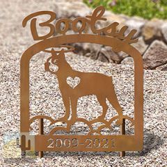 601734 - Boston Terrier Rustic Metal Personalized Metal Pet Headstone