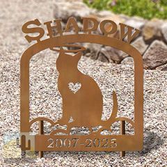 601768 - Cat Facing Forward Rustic Metal Personalized Metal Pet Headstone