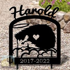 601777 - Hedgehog Rustic Metal Personalized Metal Pet Headstone