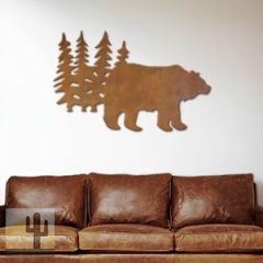 602004 - 44in Horizontal Grizzly Bear Scene XL Rustic Metal Wall Decor