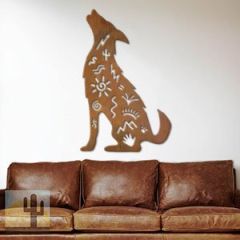 602012 - 44in Vertical Coyote Story XL Rustic Metal Wall Decor