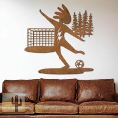 602032 - 44in Vertical Kokopelli Soccer and Trees XL Rustic Metal Wall Decor