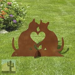 603007 - 24in W Cats Love Silhouette Rustic Metal Yard Art