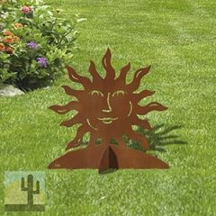 603015 - 24in H Sun Face Silhouette Rustic Metal Yard Art