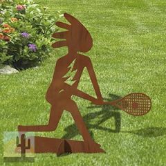 603030 - 36in H Kokopelli Tennis Player Silhouette Rustic Metal Yard Art